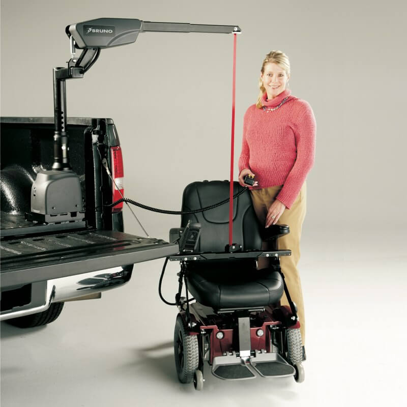 truck using curb-sider lift down position with power chair