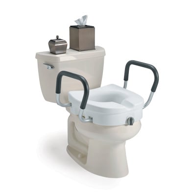 raised toilet seat with armrests