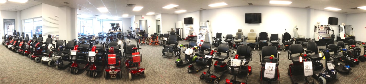 mobility scooters in showroom