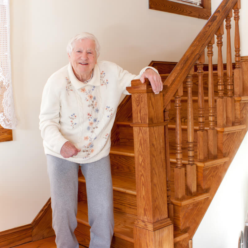 grandma coming down stairs