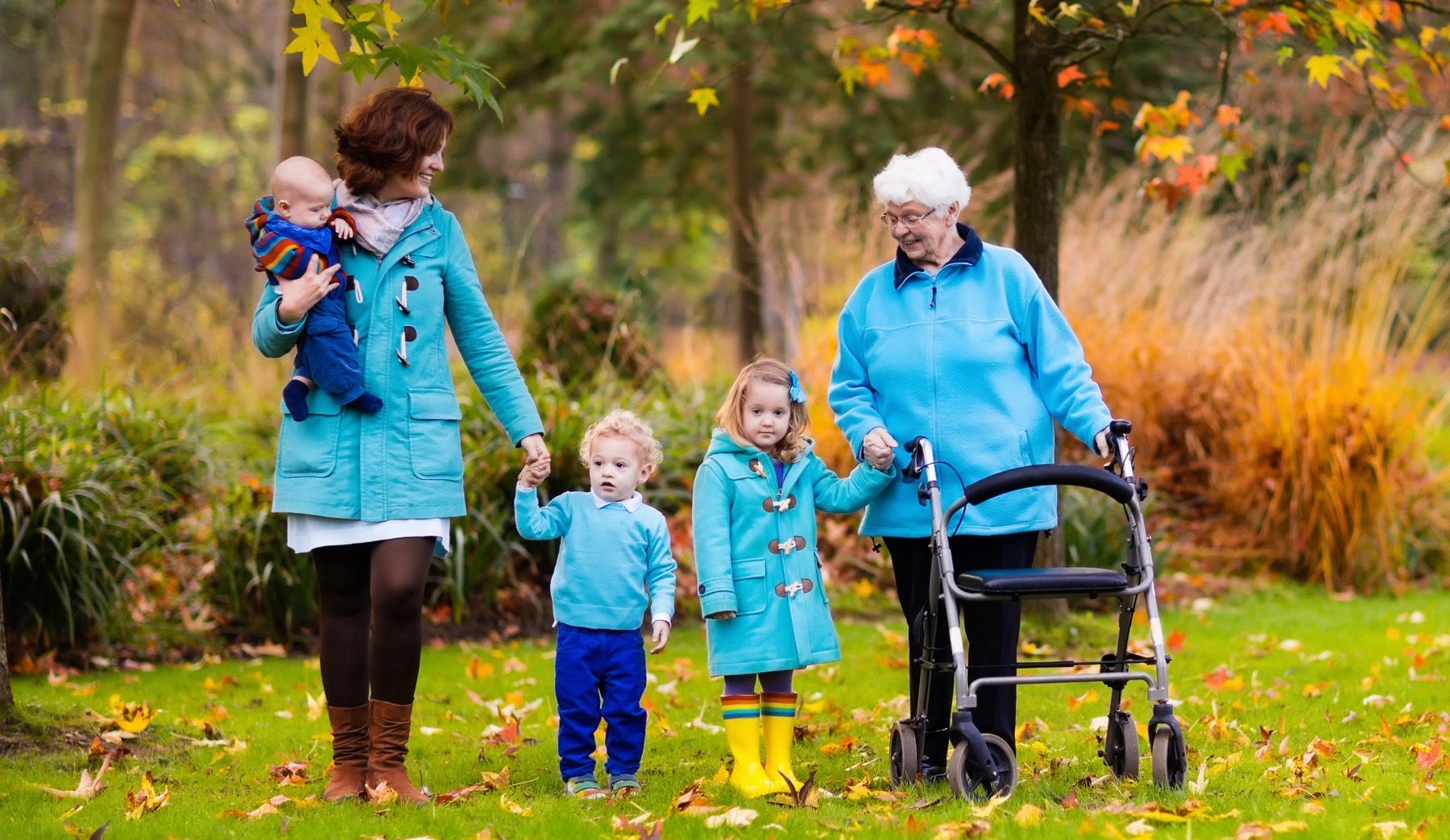 family with grandma and walker