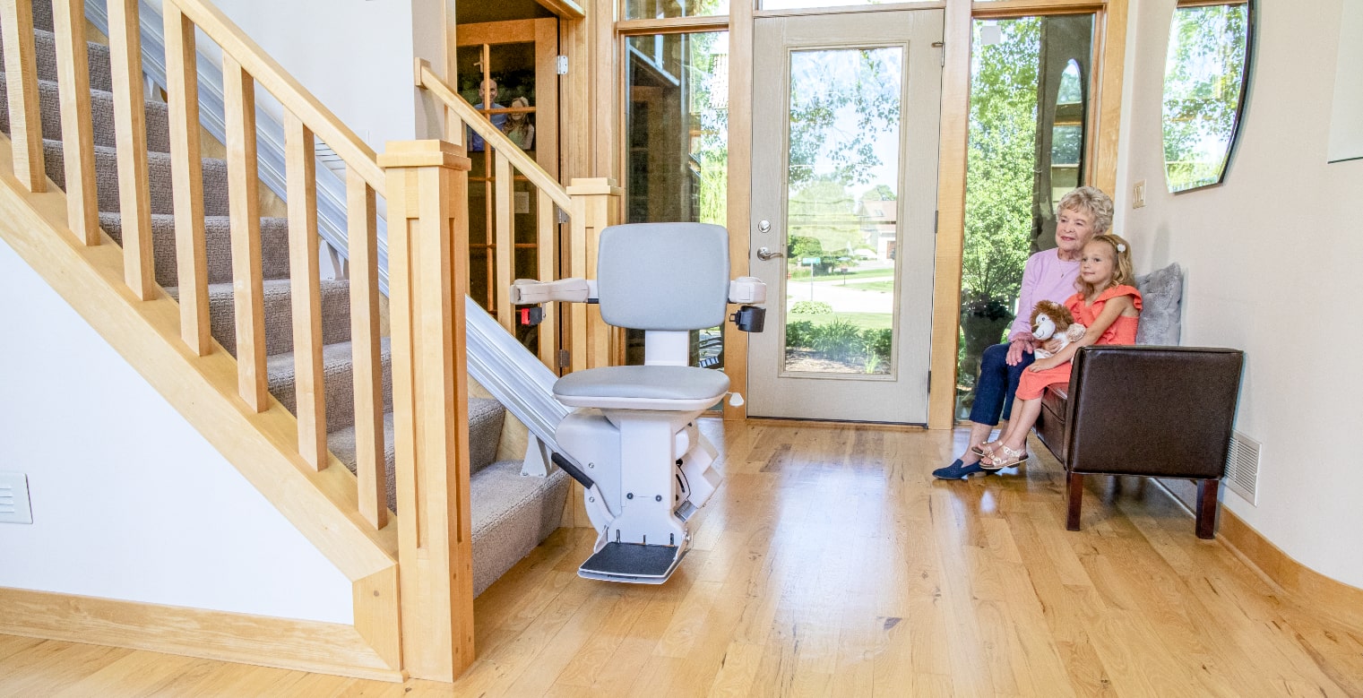 grandma near stair lift