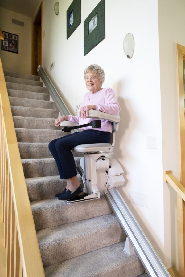 bruno stair lift elite folded with rider
