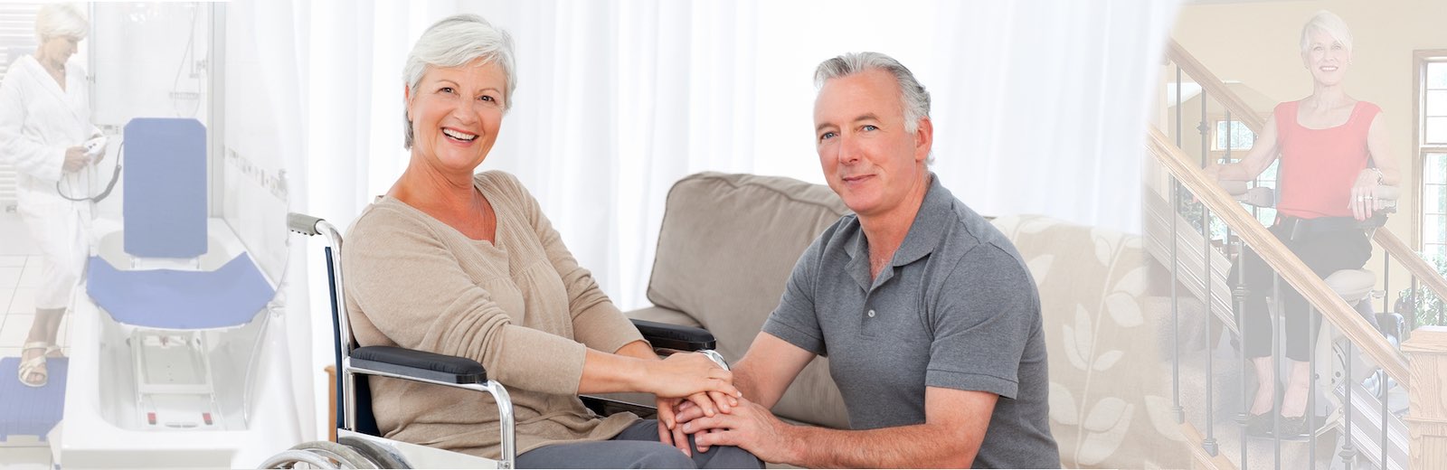 Couple with wheelchair at home