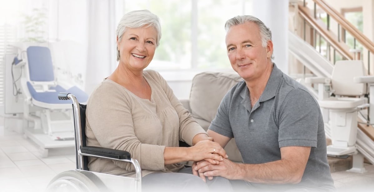 Couple with medical equipment in their home