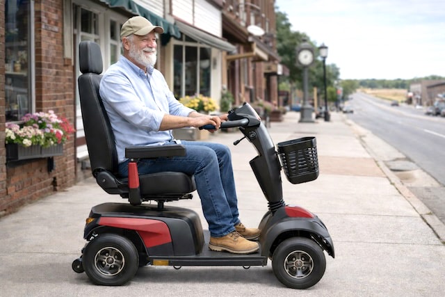 Small town Mobility Scooter rider